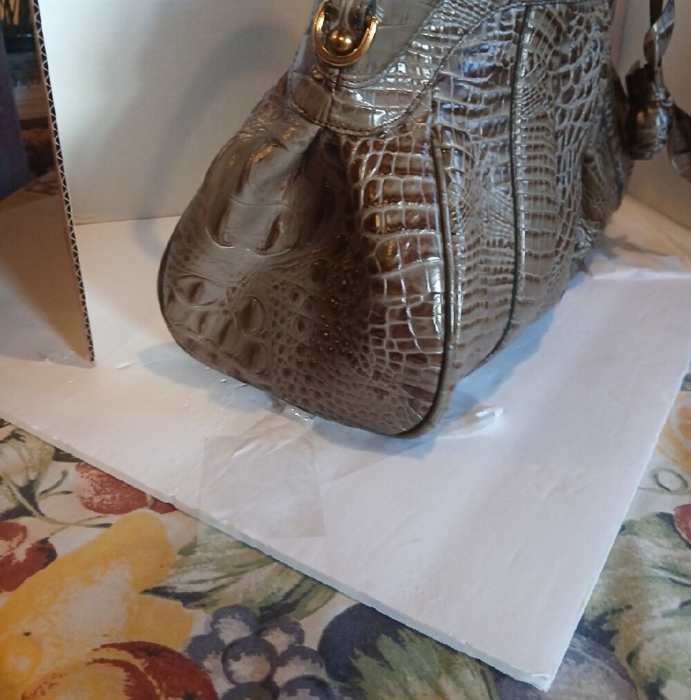 Brahmin Taupe Croc-Embossed Top-Handle Satchel - Picture 8 of 9